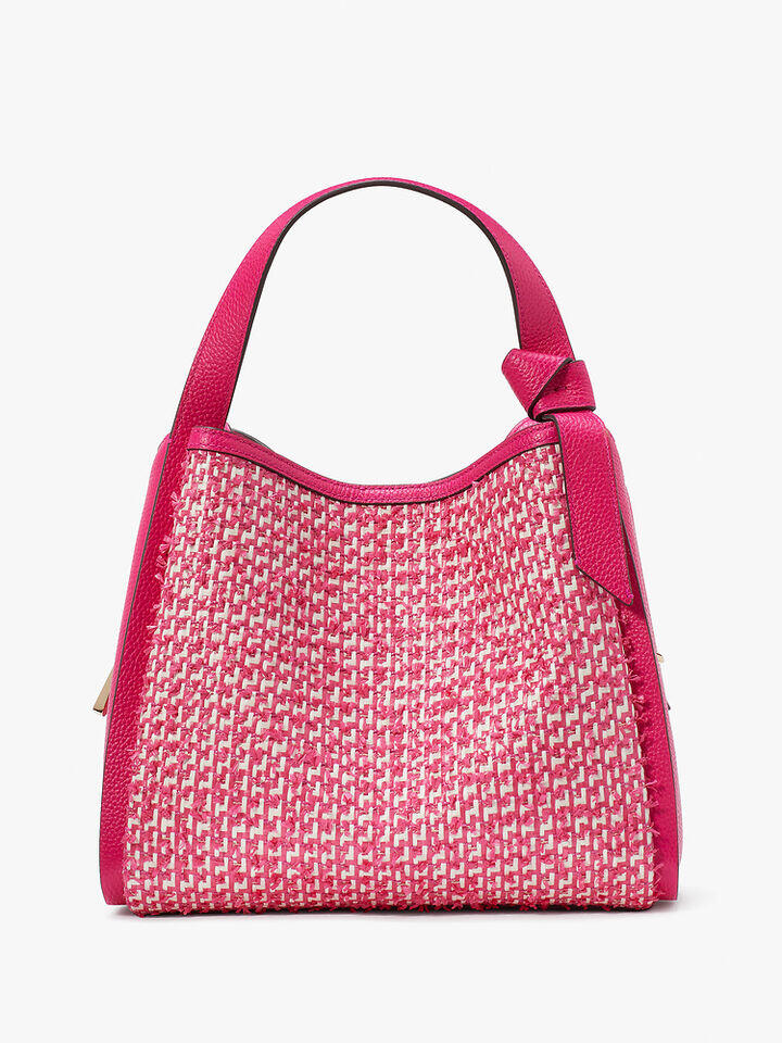 Kate Spade Au Knott Raffia Tweed Medium Crossbody Tote