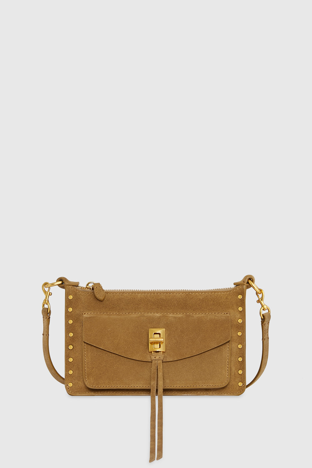 Rebecca Minkoff Darren Mini Top Zip Crossbody Bag In Honey