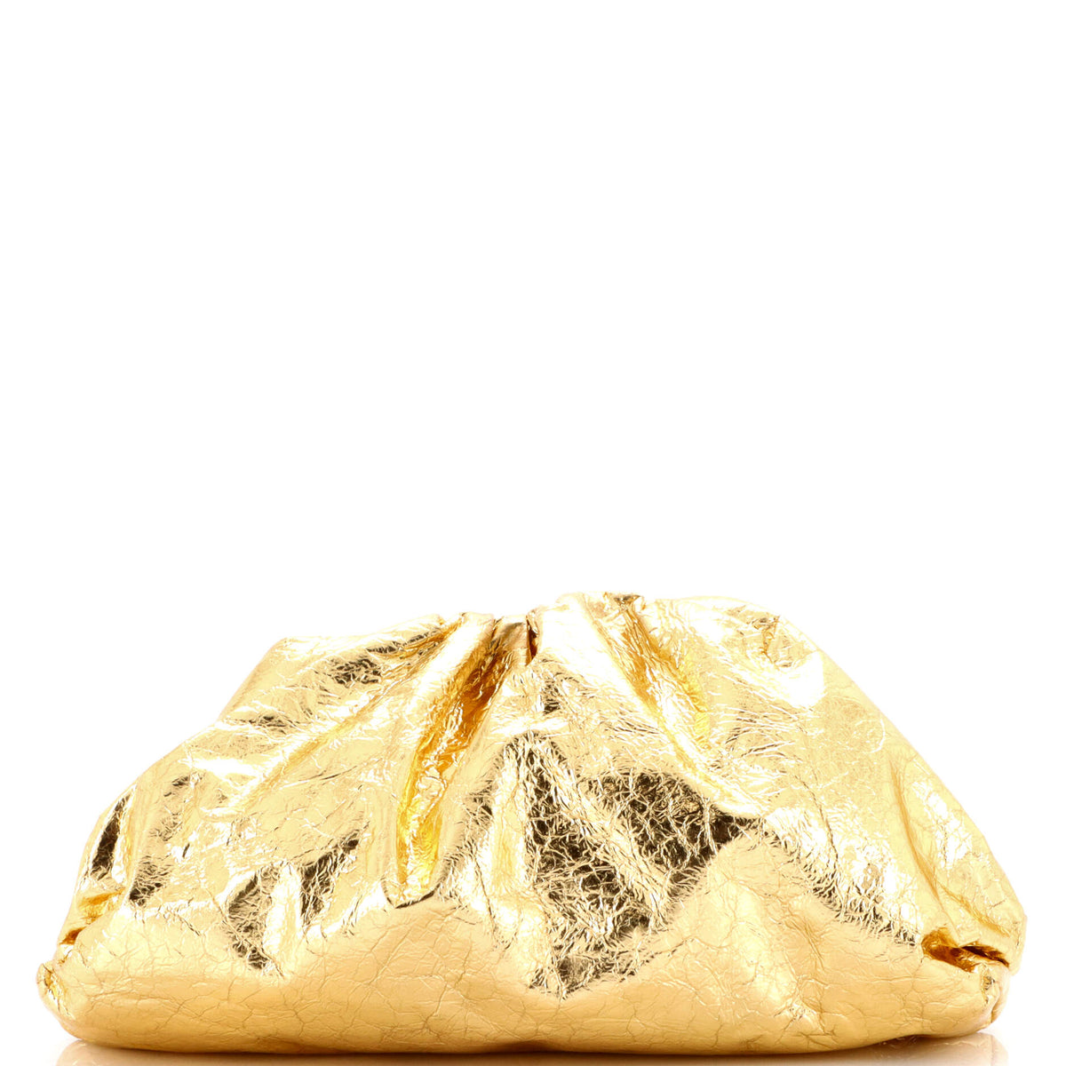 Bottega Veneta The Pouch Crinkled Metallic Leather