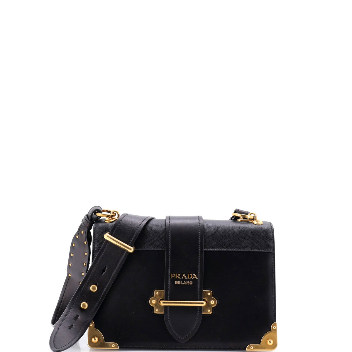 Prada PRADA Cahier Crossbody Bag Leather and Saffiano Leather Large