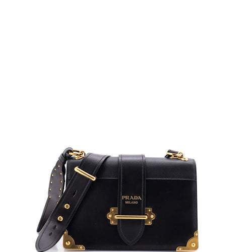 PRADA Cahier Crossbody Bag Leather and Saffiano Leather Large