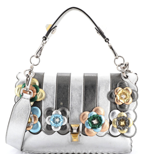 FENDI Flowerland Kan I Bag Embellished Leather Medium