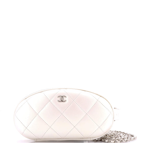 CHANEL Zip Around Sunglasses Case with Chain Iridescent Lambskin