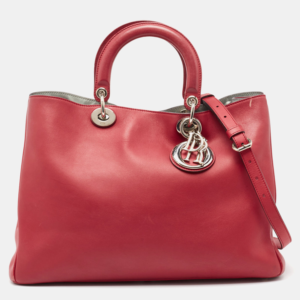 Dior Red Leather Large Diorissimo Shopper Tote