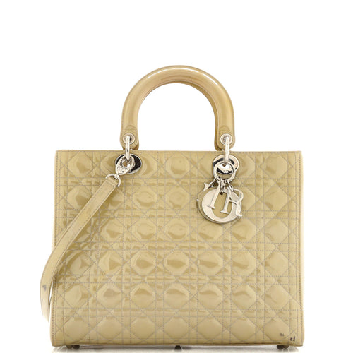 Lady Dior Bag Cannage Quilt Patent Large