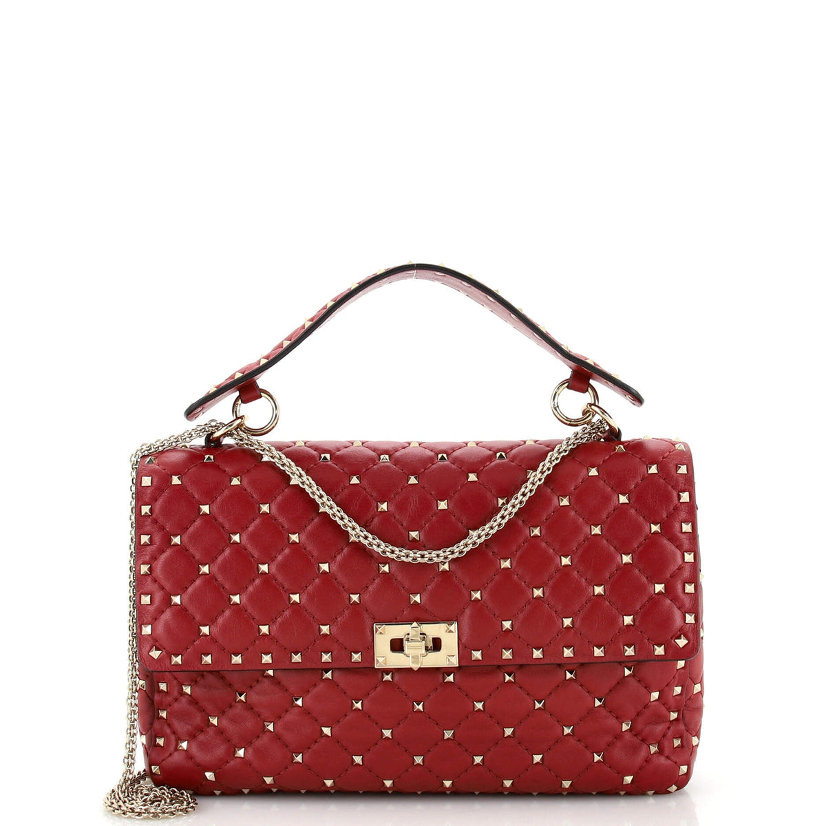 Valentino Garavani VALENTINO GARAVANI Rockstud Spike Flap Bag Quilted Leather Large