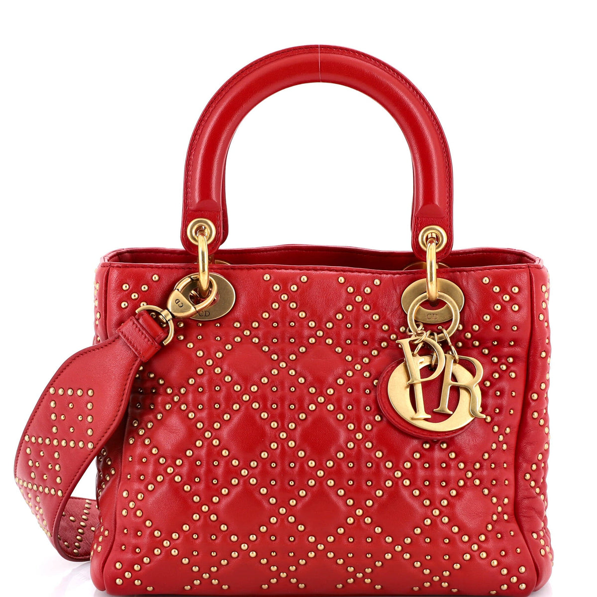 Christian Dior Supple Lady Dior Bag Cannage Studded Lambskin Medium