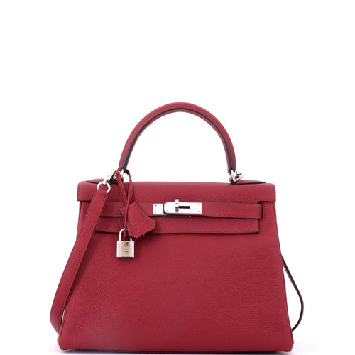 Kelly Handbag Rouge Grenat Togo with Palladium Hardware 28