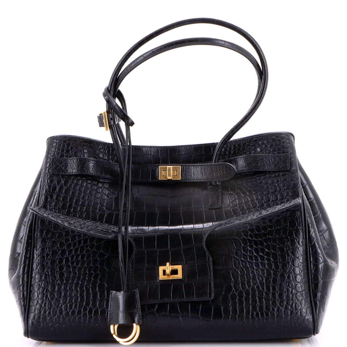 Balenciaga Bel Air Carry All Bag Crocodile Embossed Leather Medium