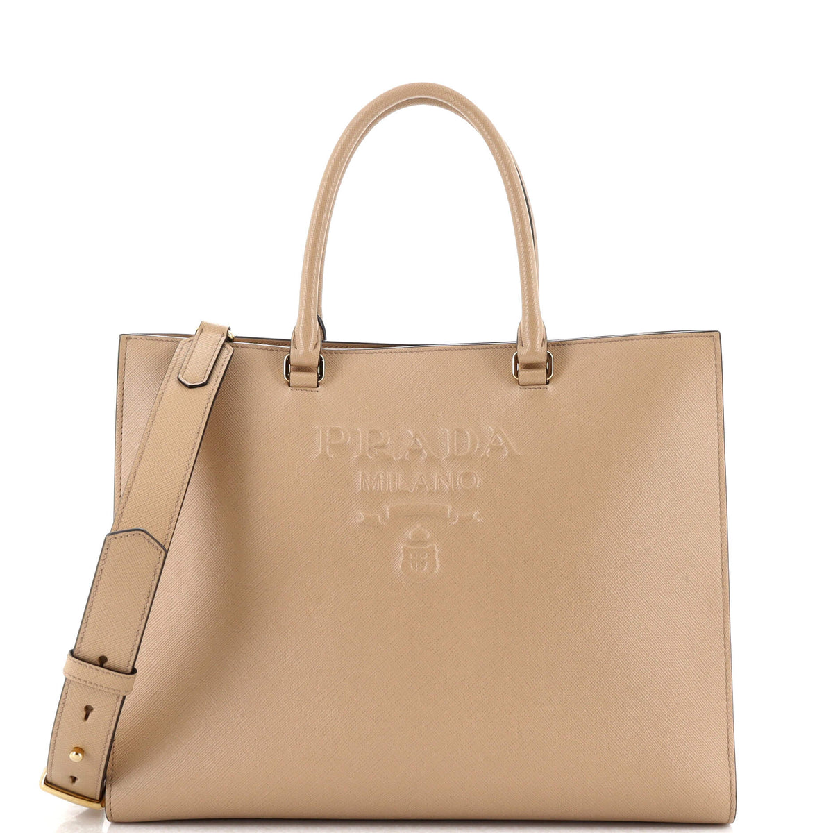 Prada PRADA Lux Embossed Logo Tote Saffiano Leather Large