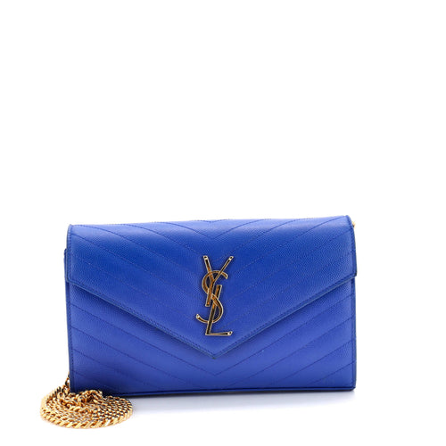 Classic Monogram Wallet on Chain Matelasse Chevron Leather Medium
