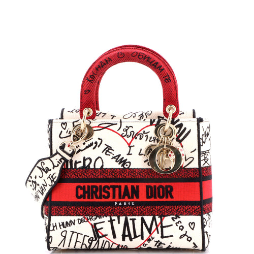 Lady D-Lite Bag Embroidered Canvas Medium