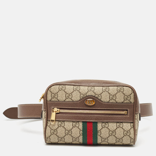 Brown/Beige GG Supreme Canvas and Leather Ophidia Belt Bag