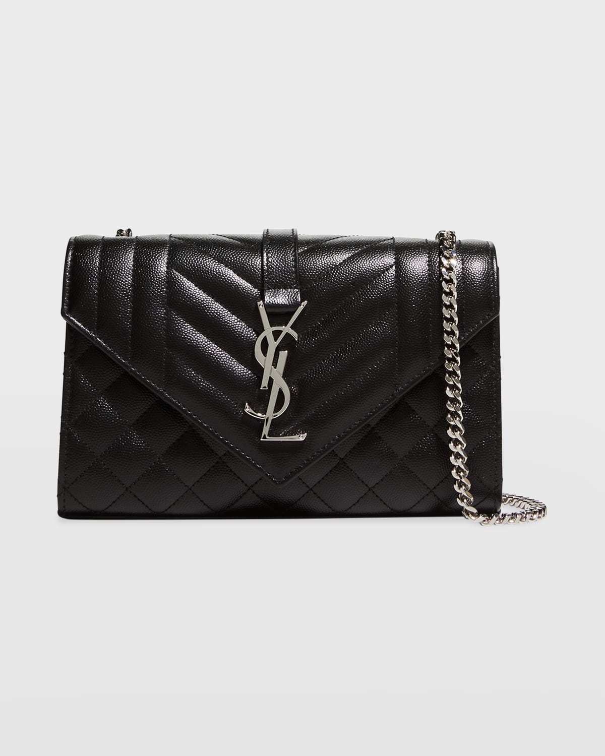 Saint Laurent Envelope Triquilt Small YSL Shoulder Bag in Grained Leather