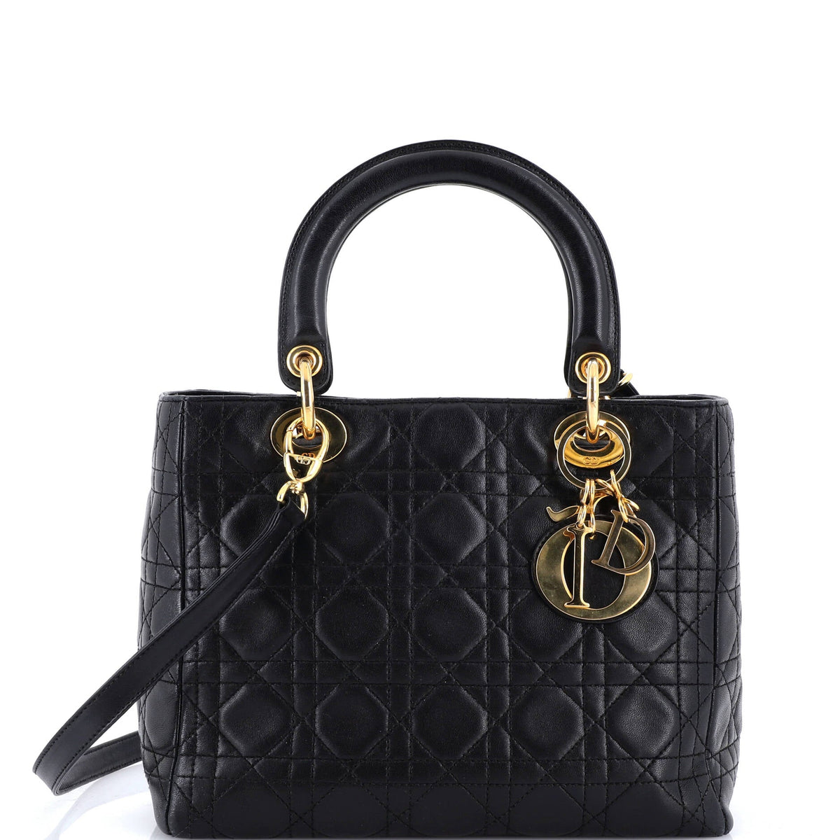 Christian Dior Vintage Lady Dior Bag Cannage Quilt Lambskin Medium