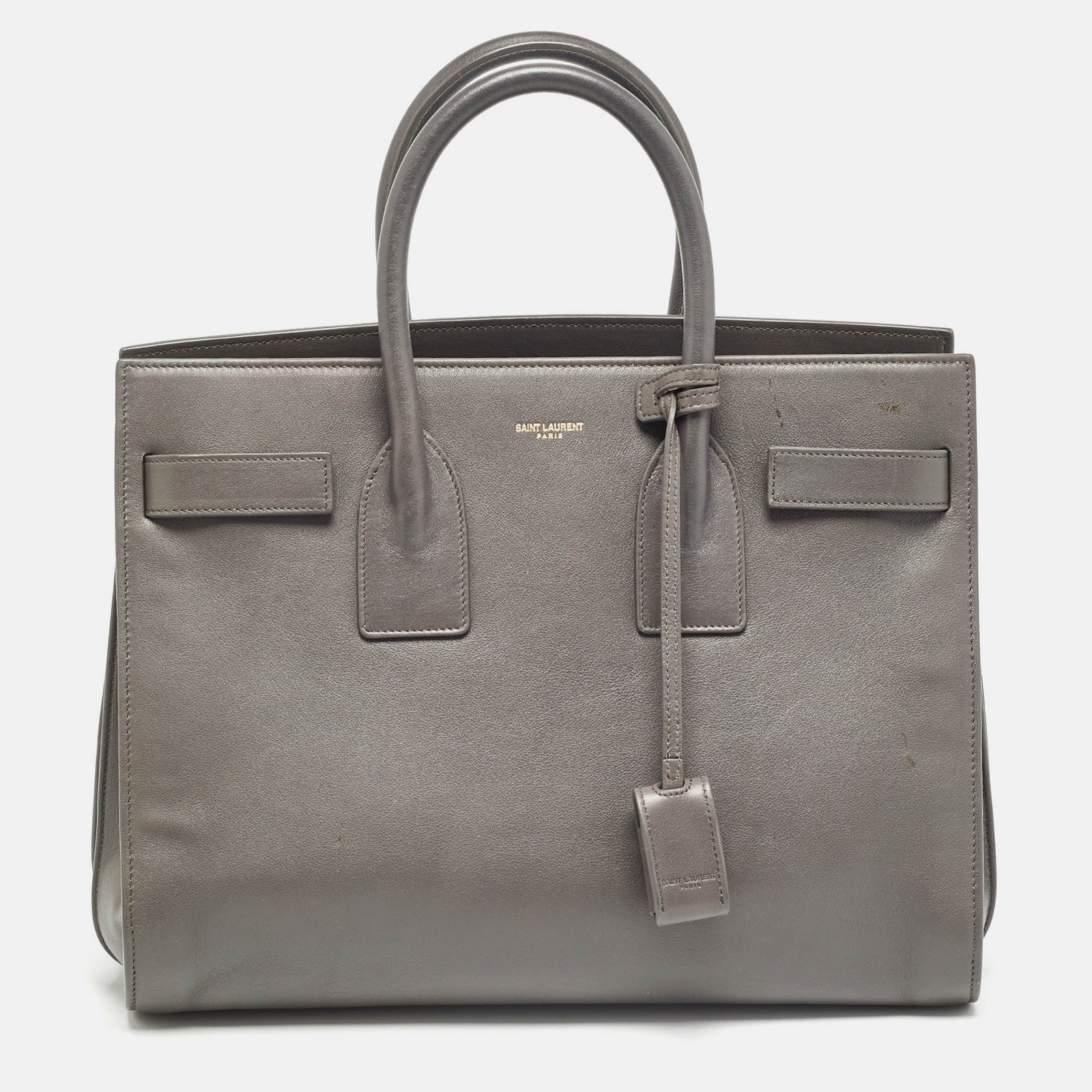 Saint Laurent Paris Saint Laurent Grey Leather Small Classic Sac De Jour Tote