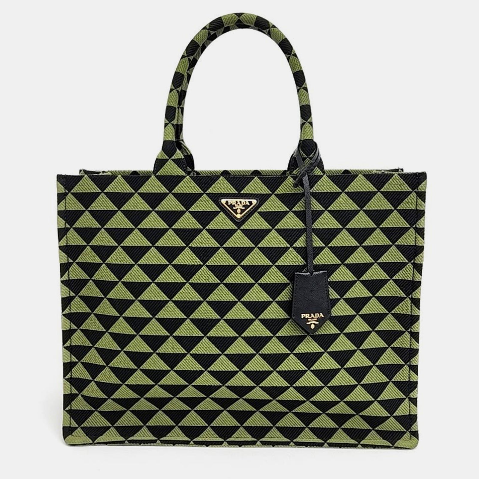 Prada Green/Black Canvas Symbole Tote Bag