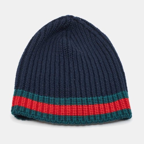 Black Web Rib Knit Wool Beanie M