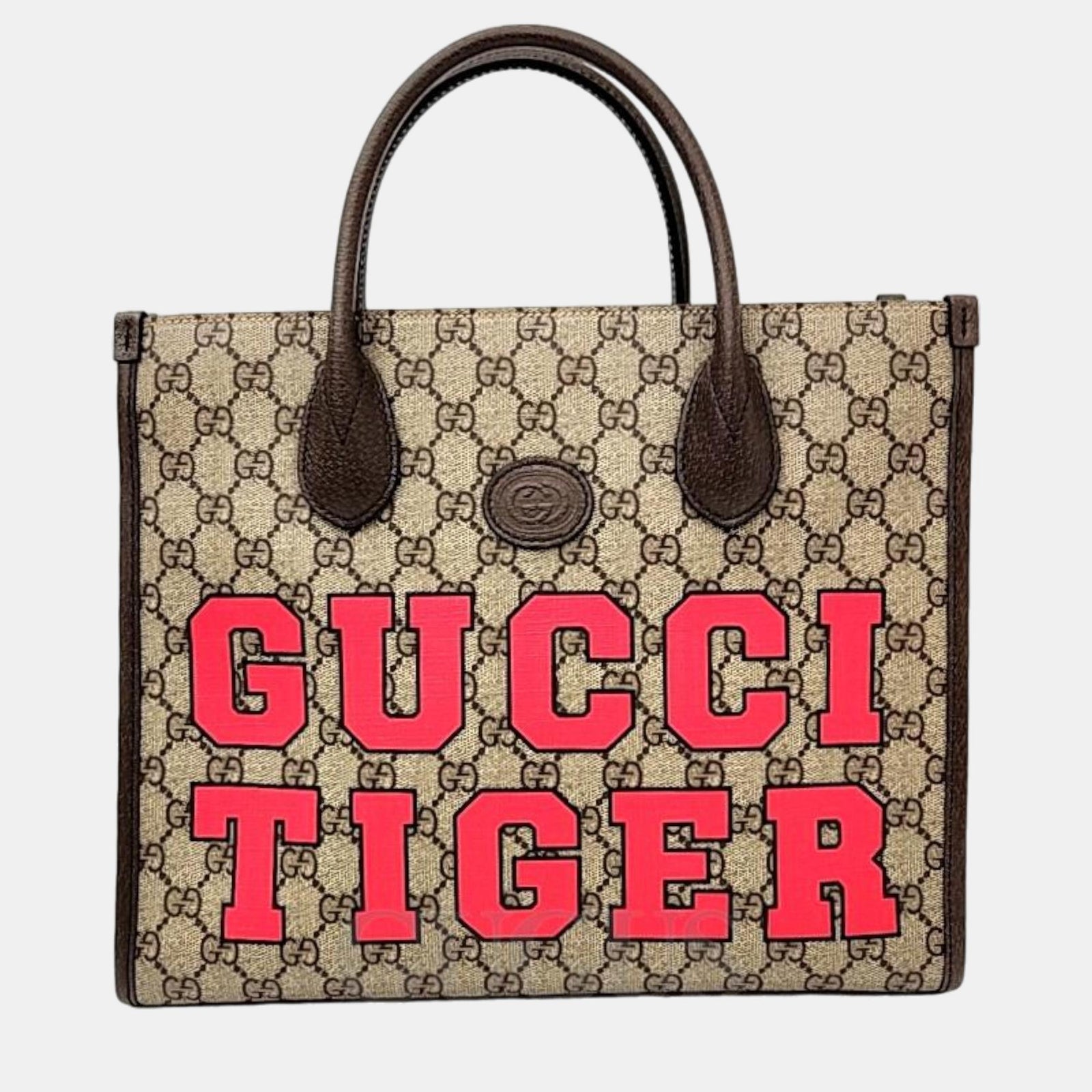 Gucci Kleine Tragetasche aus GG Canvas mit Tiger GG in Braun