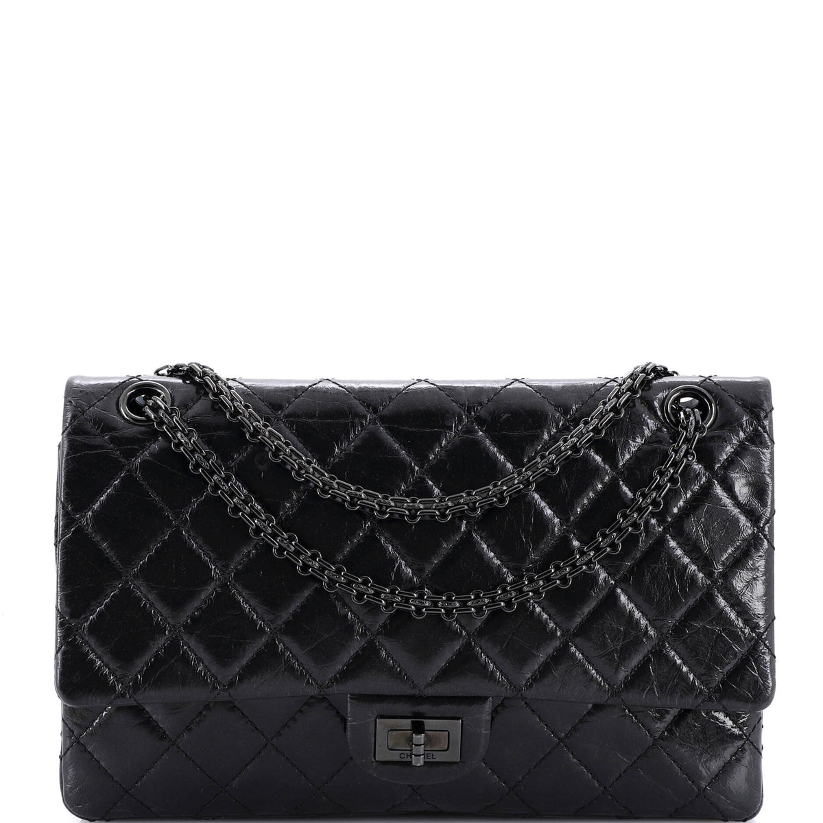 Chanel CHANEL So Black Reissue 2.55 Flap Bag Quilted Glazed Calfskin 226