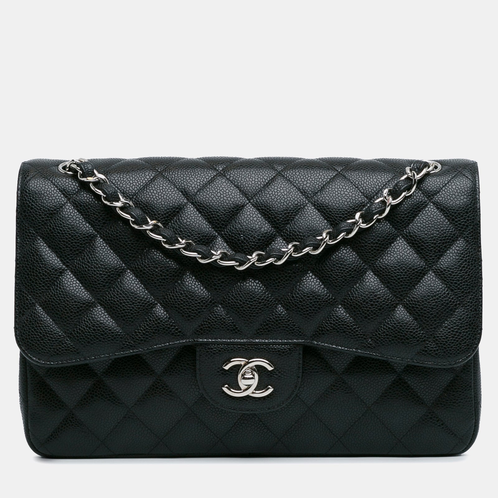 Chanel Jumbo Classic Caviar Tasche mit Doppelklappe