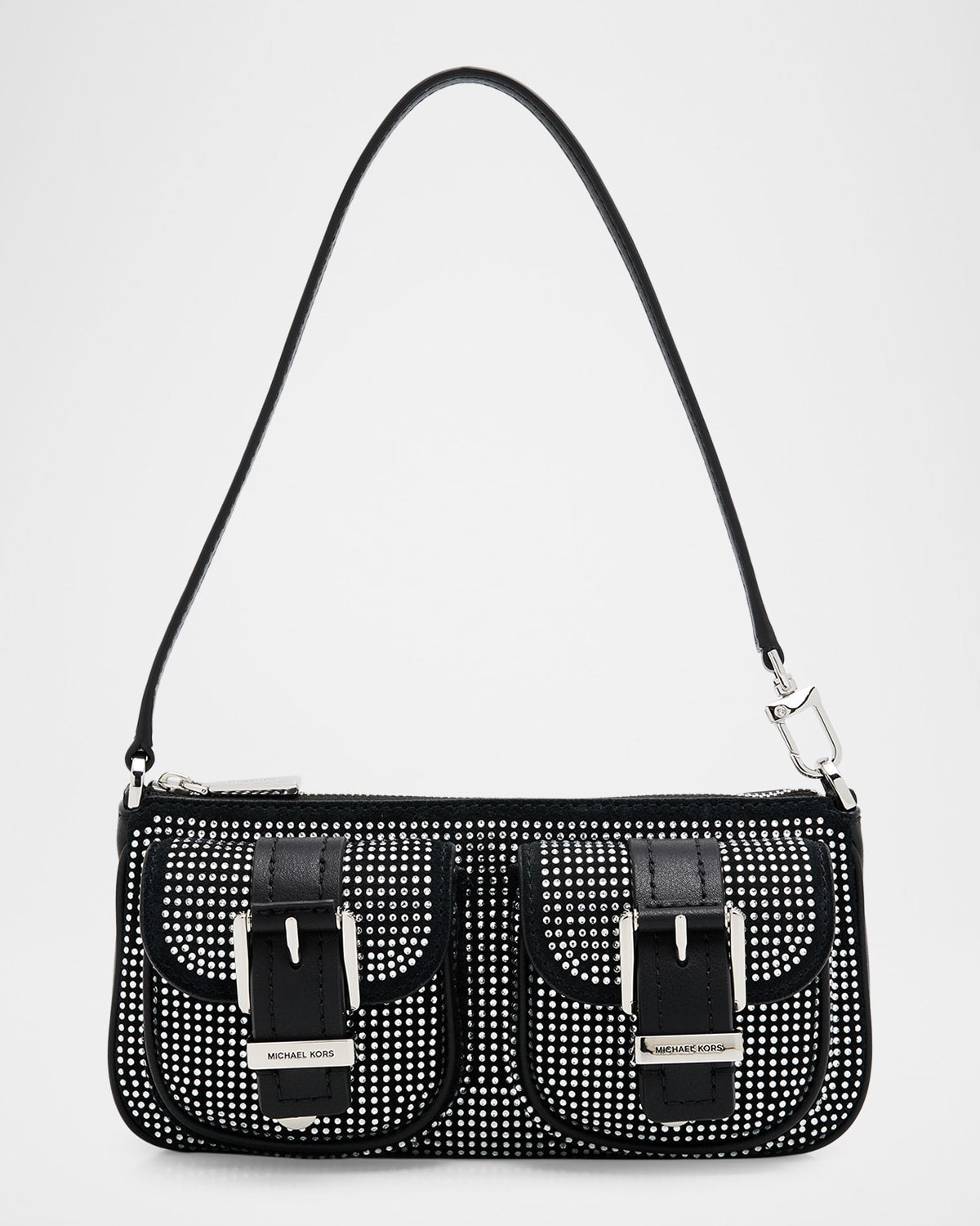 Michael Kors Zoe Small Rhinestone Suede Pochette Shoulder Bag