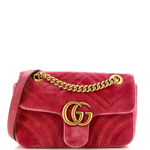 GUCCI GG Marmont Flap Bag Matelasse Velvet Mini