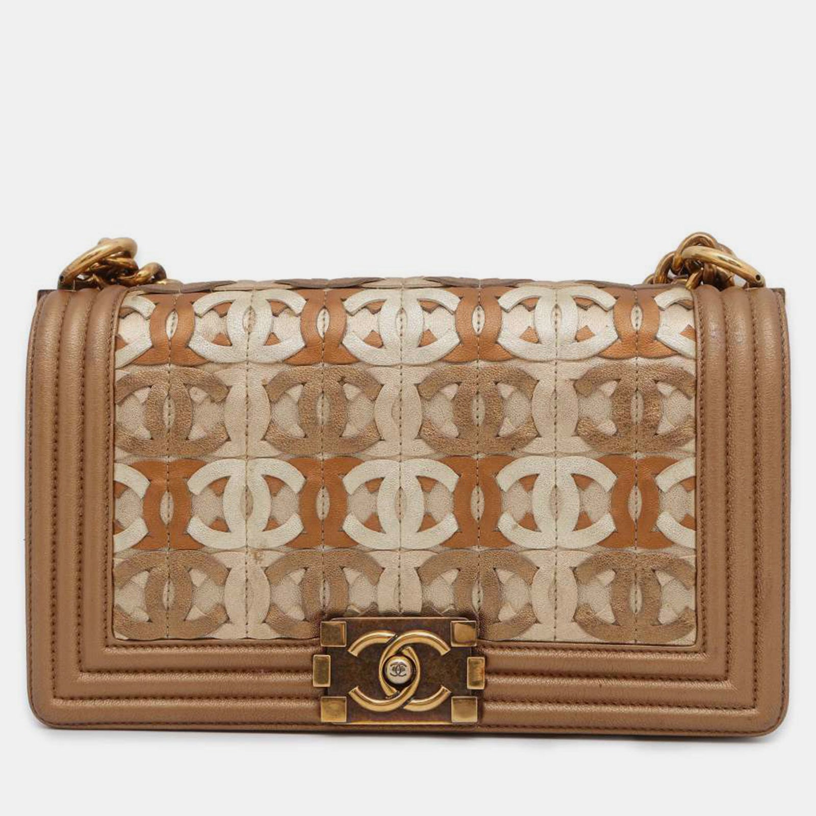 Chanel Brown/Beige Paris-Dubai Medium Boy Bag