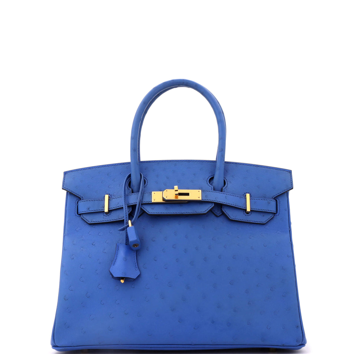 Herm?s Birkin Handbag Bleuet Ostrich with Gold Hardware 30