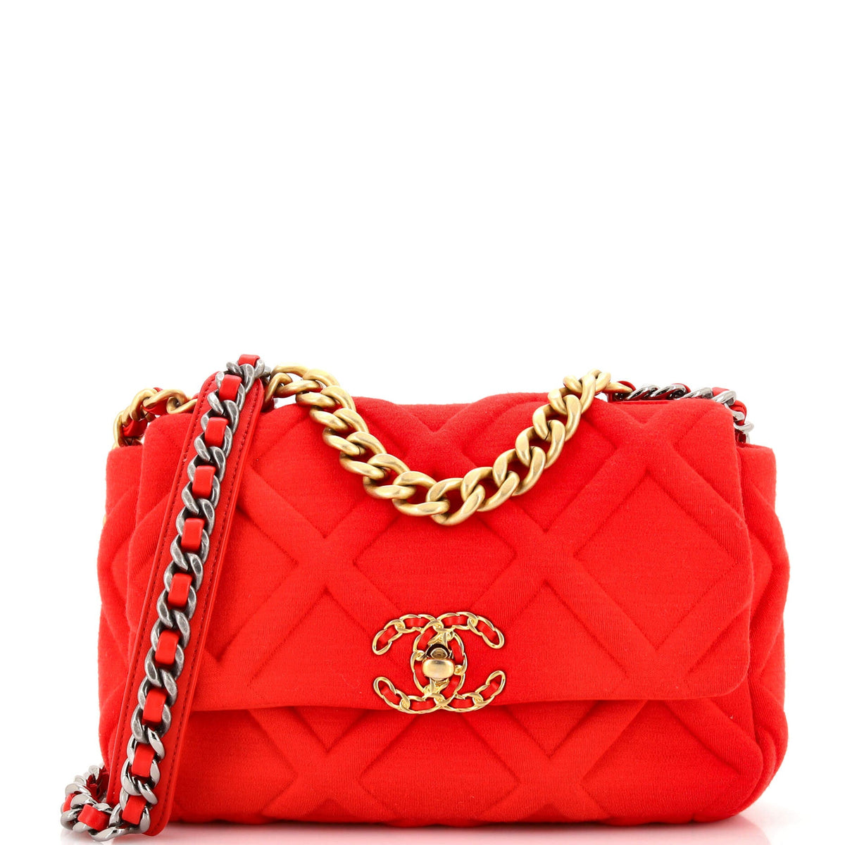 Chanel CHANEL 19 Flap Bag Quilted Jersey Medium