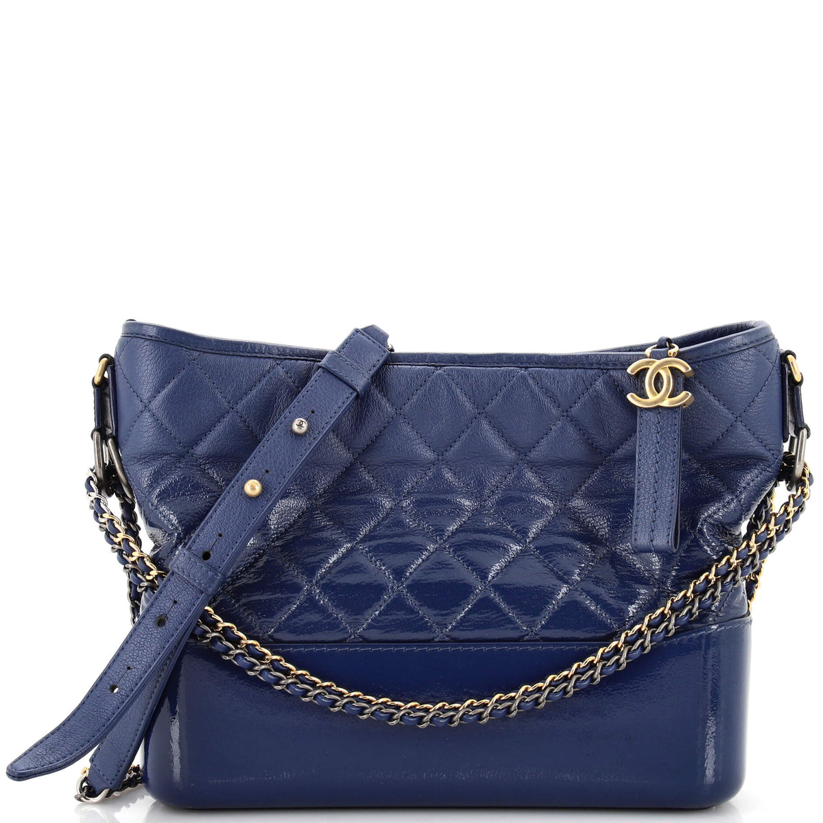Chanel CHANEL Gabrielle Hobo Quilted Goatskin and Patent Medium