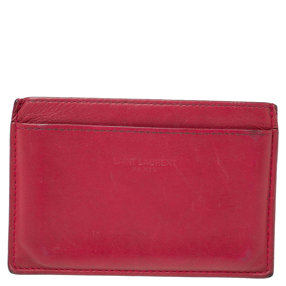 Saint Laurent Paris Saint Laurent Fuchsia Leather Card Holder