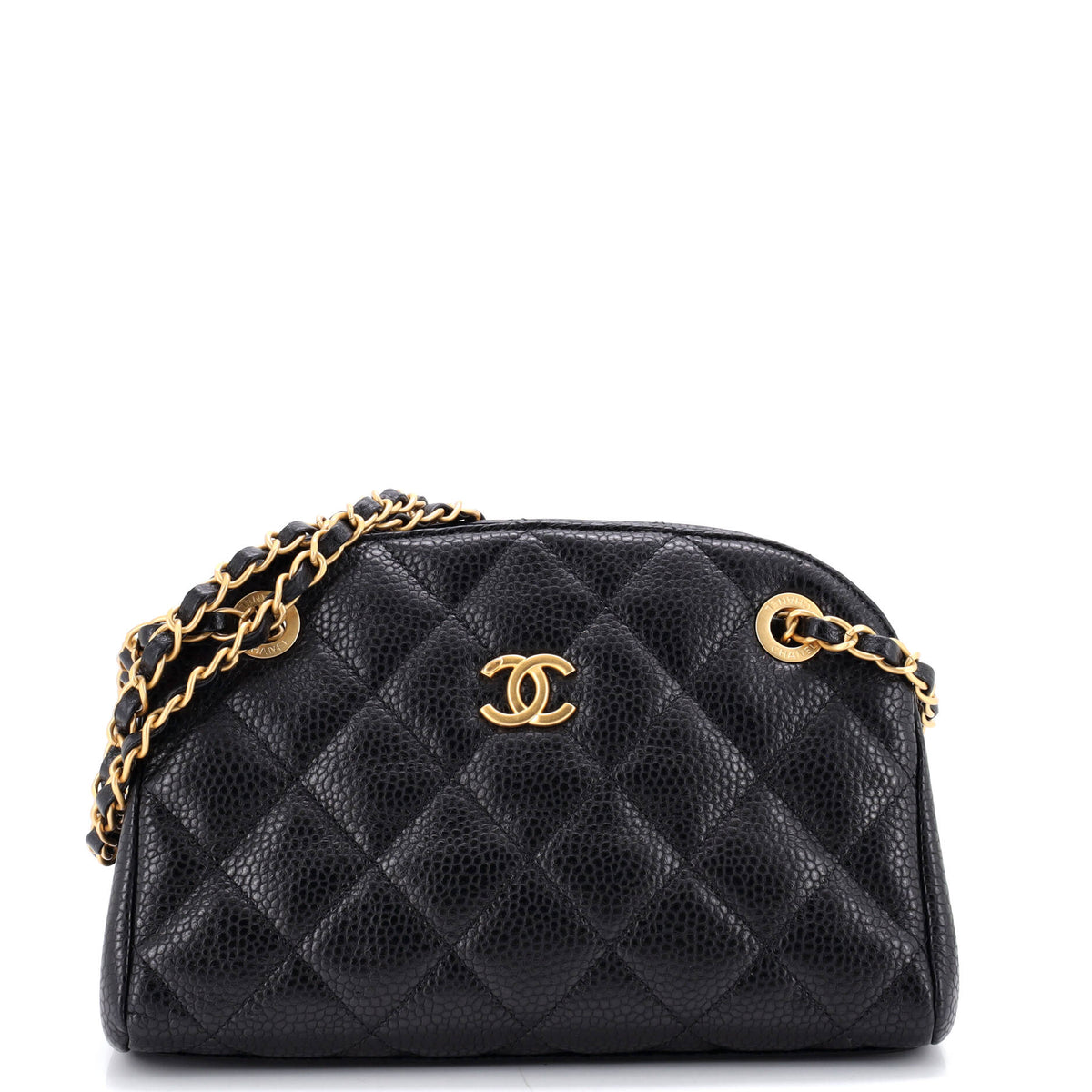 Chanel CHANEL CC Compartment Chain Bowler Bag Quilted Caviar Small
