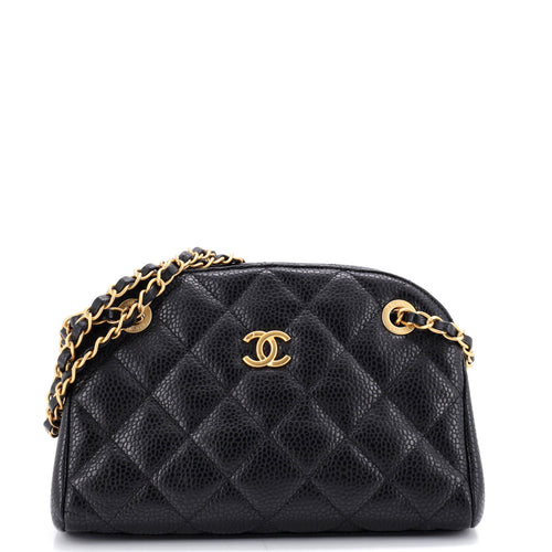 CHANEL CC Compartment Chain Bowler Bag Quilted Caviar Small