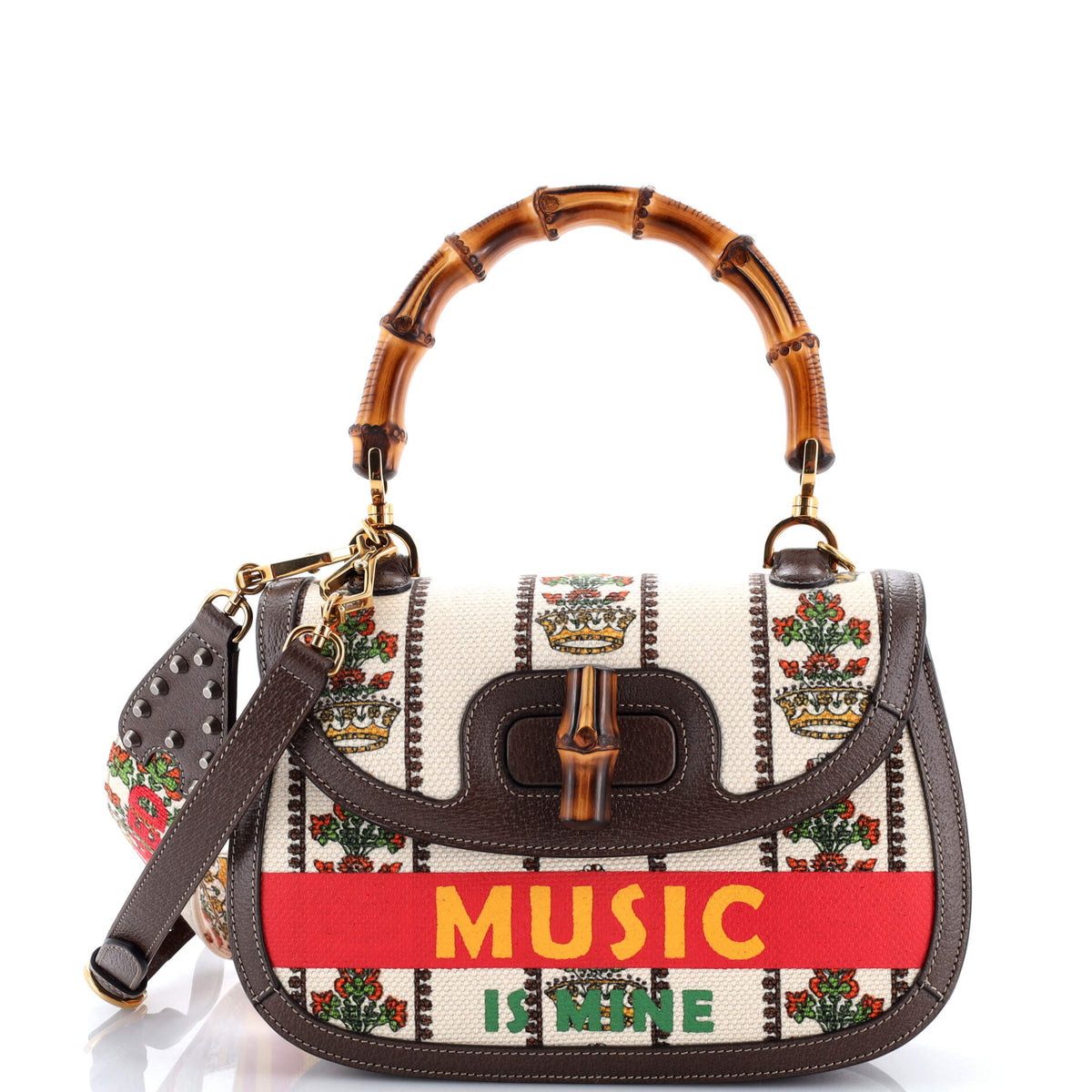 Gucci GUCCI Bamboo 1947 Top Handle Bag Limited Edition 100 Centennial Printed Canvas Medium