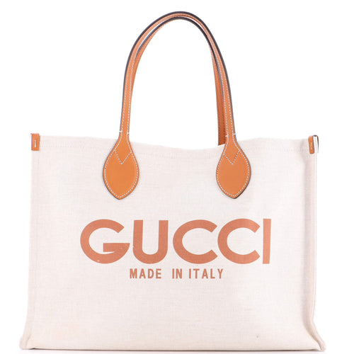 GUCCI Logo Shopper Tote Printed Canvas Medium