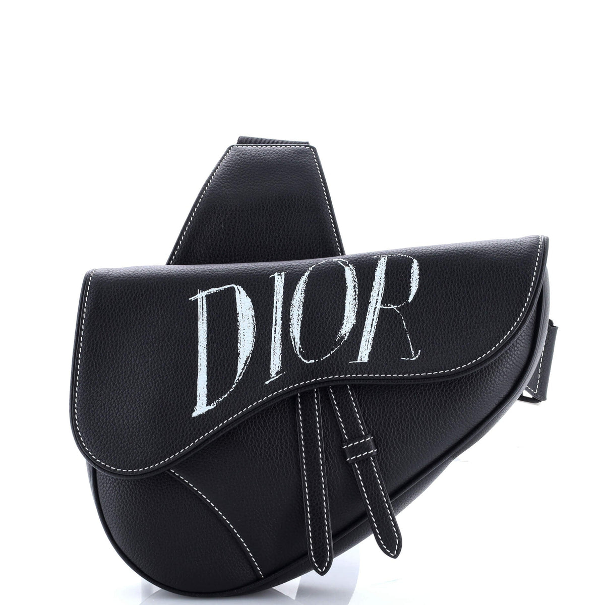 Christian Dior Alex Foxton Logo Saddle Crossbody Bag Printed Leather