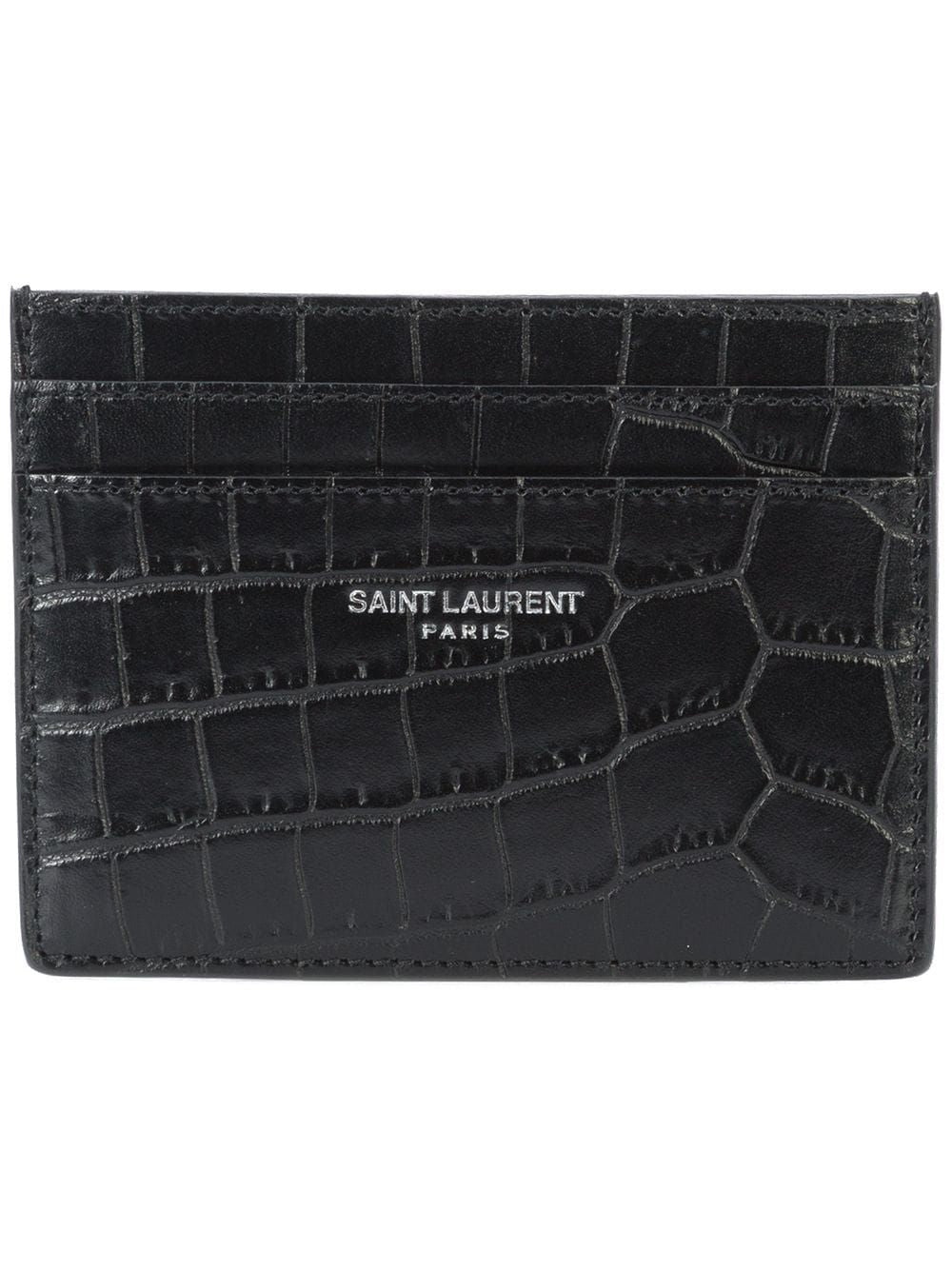 Saint Laurent Men's Animal Print Logo Cardholder in Nero | 375946DZE0E1000