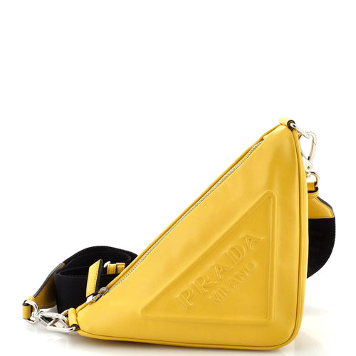 PRADA Triangle Logo Zip Crossbody Bag Leather Small