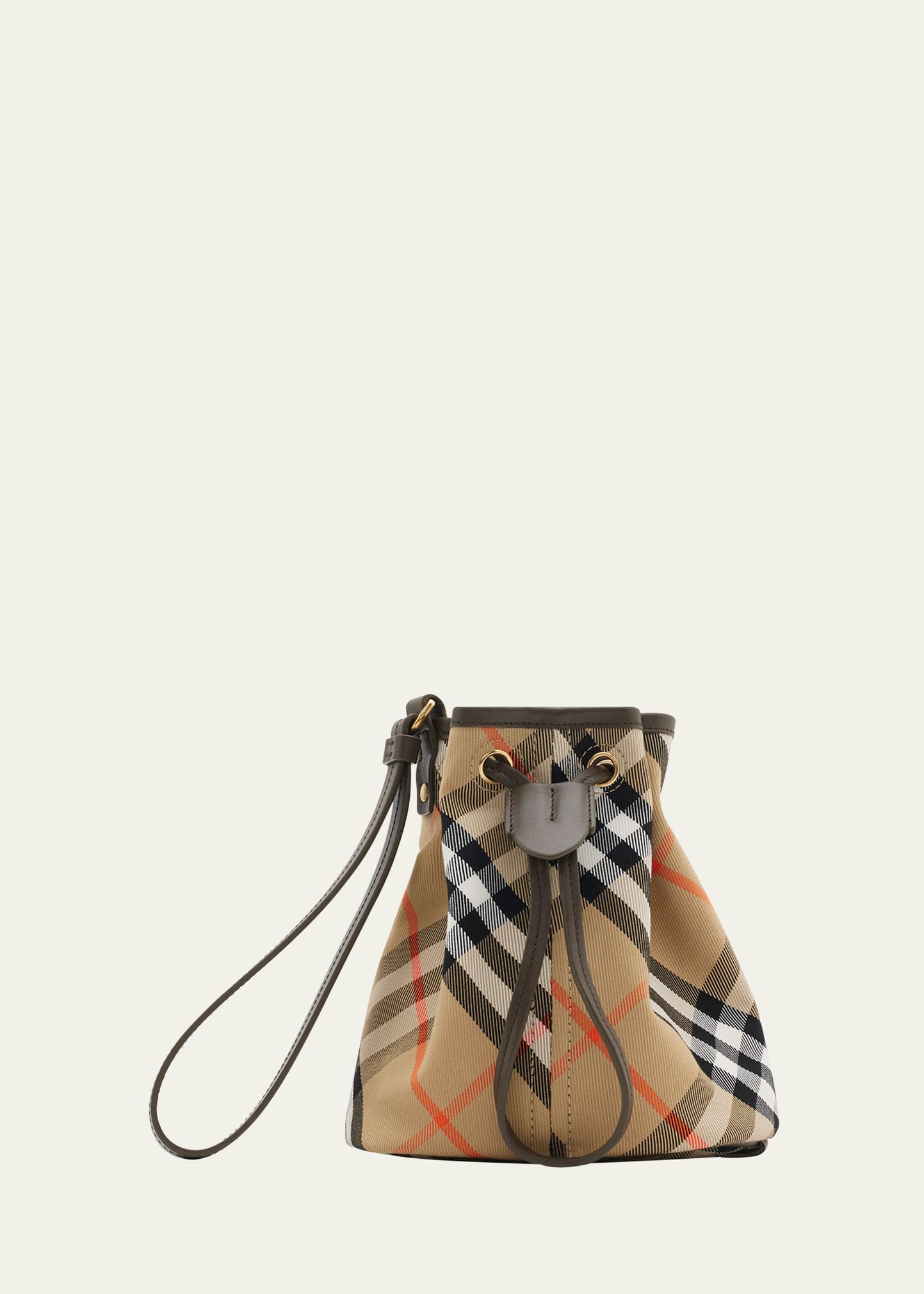 Burberry Check Drawstring Pouch Bag