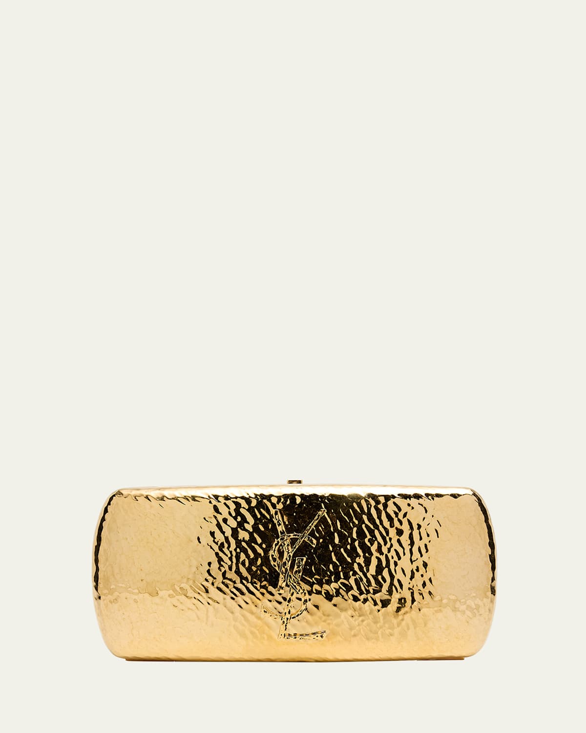 Saint Laurent Martele YSL Clutch Bag in Hammered Metal