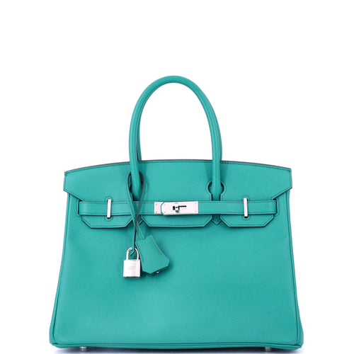 Birkin Handbag Bleu Paon Epsom with Palladium Hardware 30