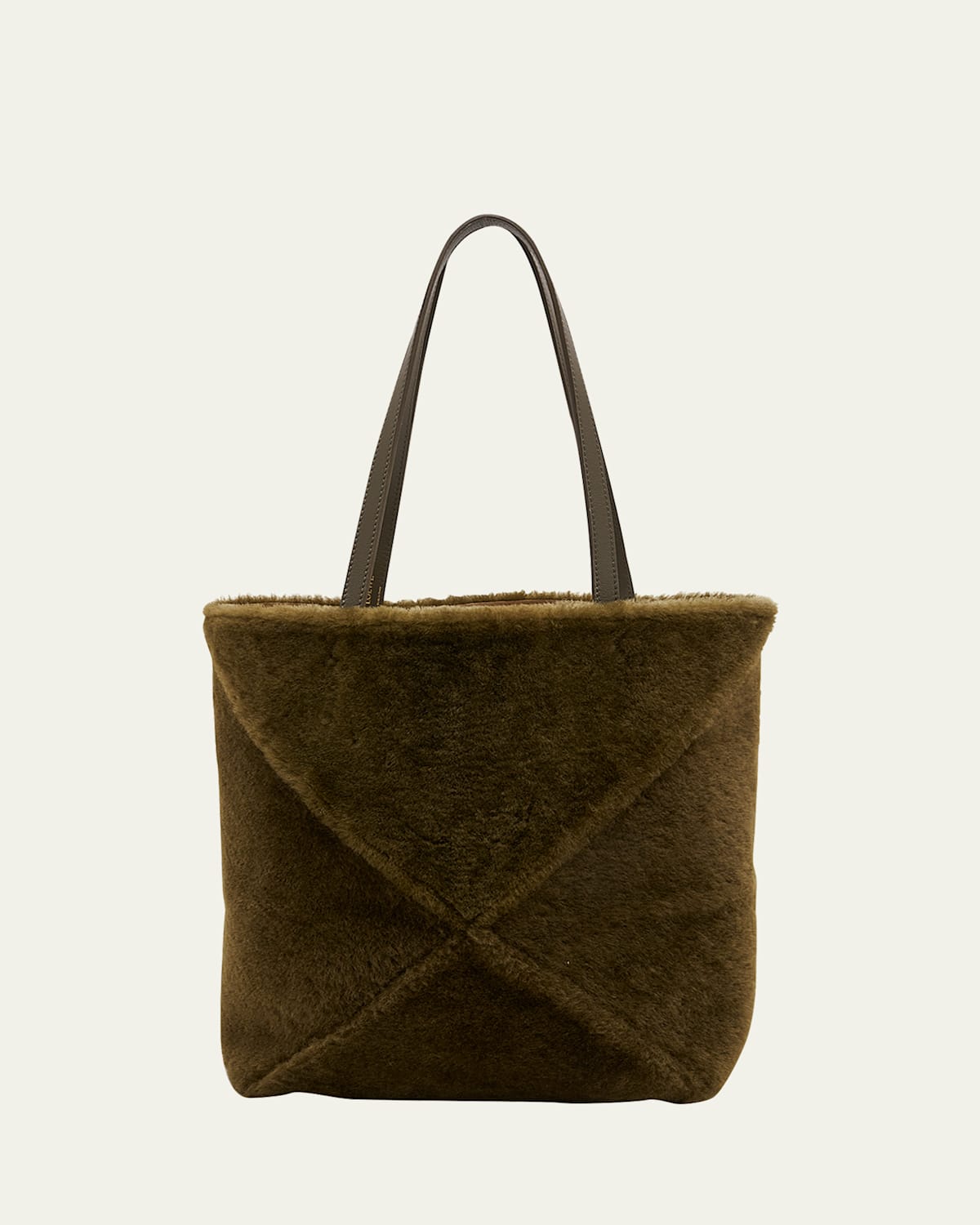 Loewe Puzzle Fold Medium Tote Bag in Shearling