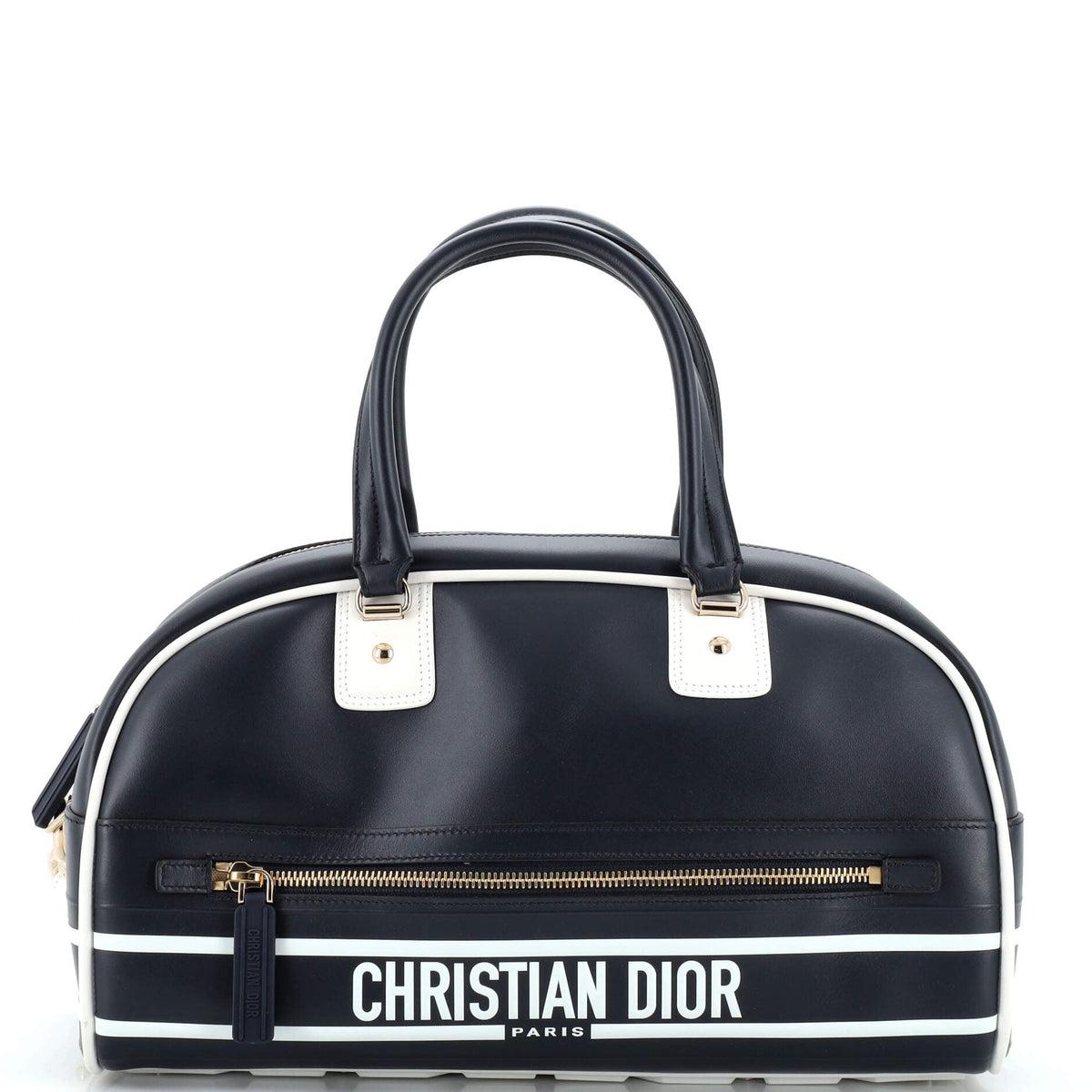 Christian Dior Vibe Zip Bowling Bag Leather Medium
