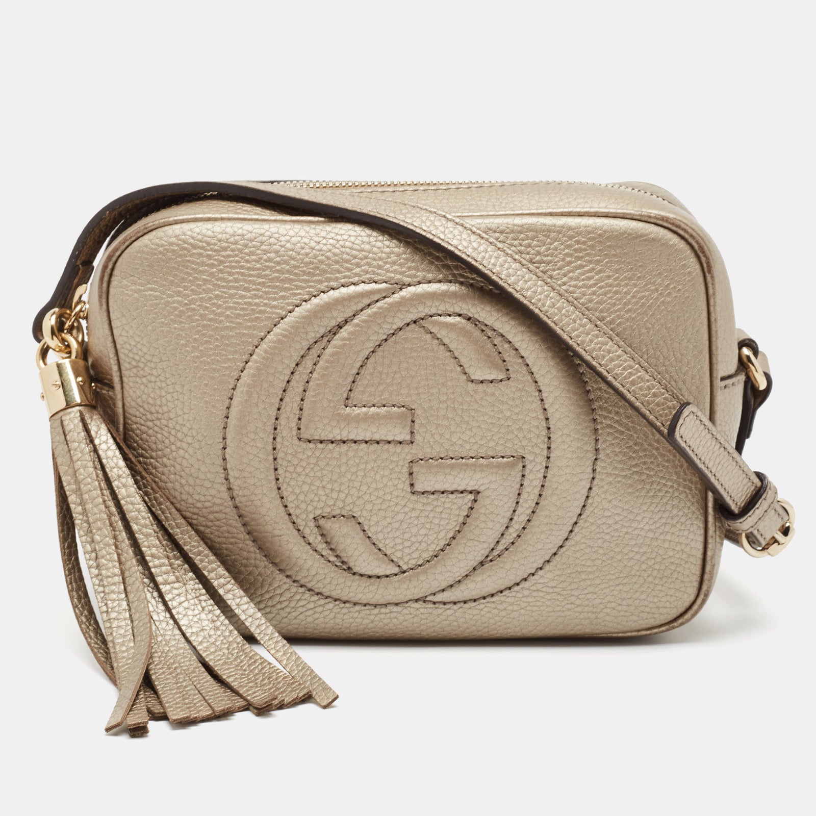 Gucci Kleine Umhängetasche „Soho Disco“ aus Leder in Beige