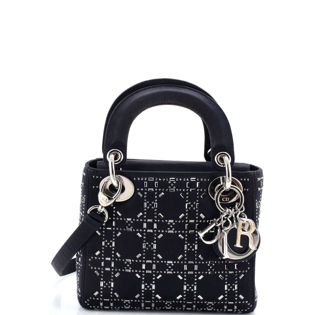 Christian Dior Lady Dior Bag Crystal Embellished Cannage Quilt Satin Mini