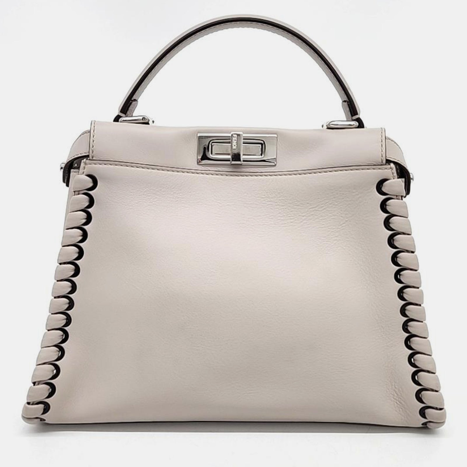 Fendi Beige Leather Medium Peekaboo Top Handle Bag