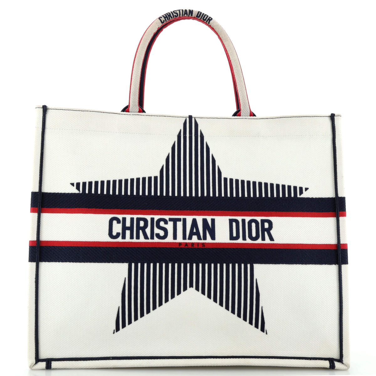 Christian Dior Dioralps Book Tote Embroidered Canvas Large