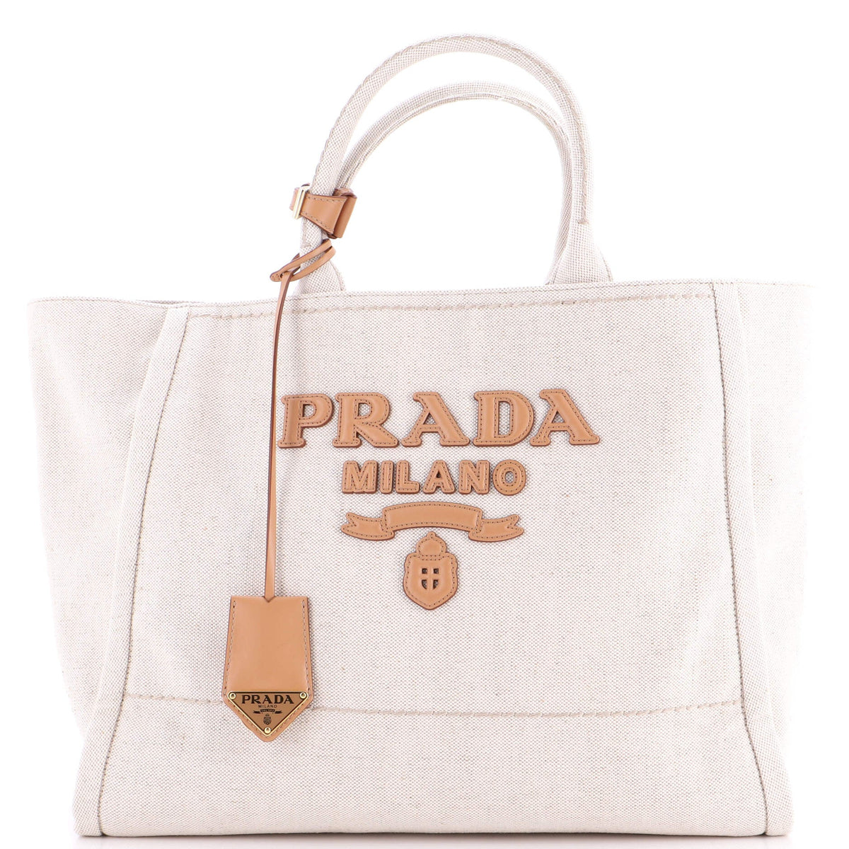 Prada PRADA Logo Tote Linen Blend Large