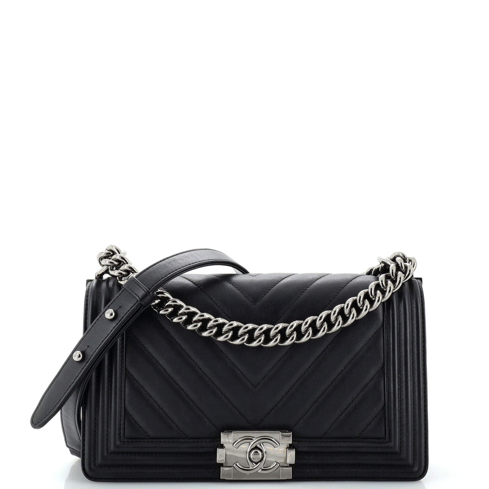 CHANEL Boy Flap Bag Chevron Lambskin Old Medium